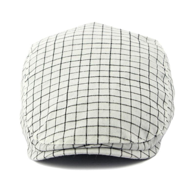 Men's Vintage Plaid Cotton Peaked Cap 62447851M