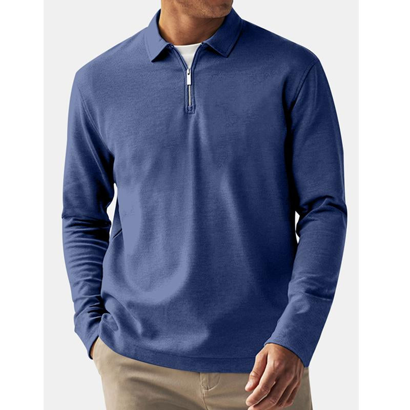 Men's Solid Color Zip-Up Collar Sweatshirt 94700179Y