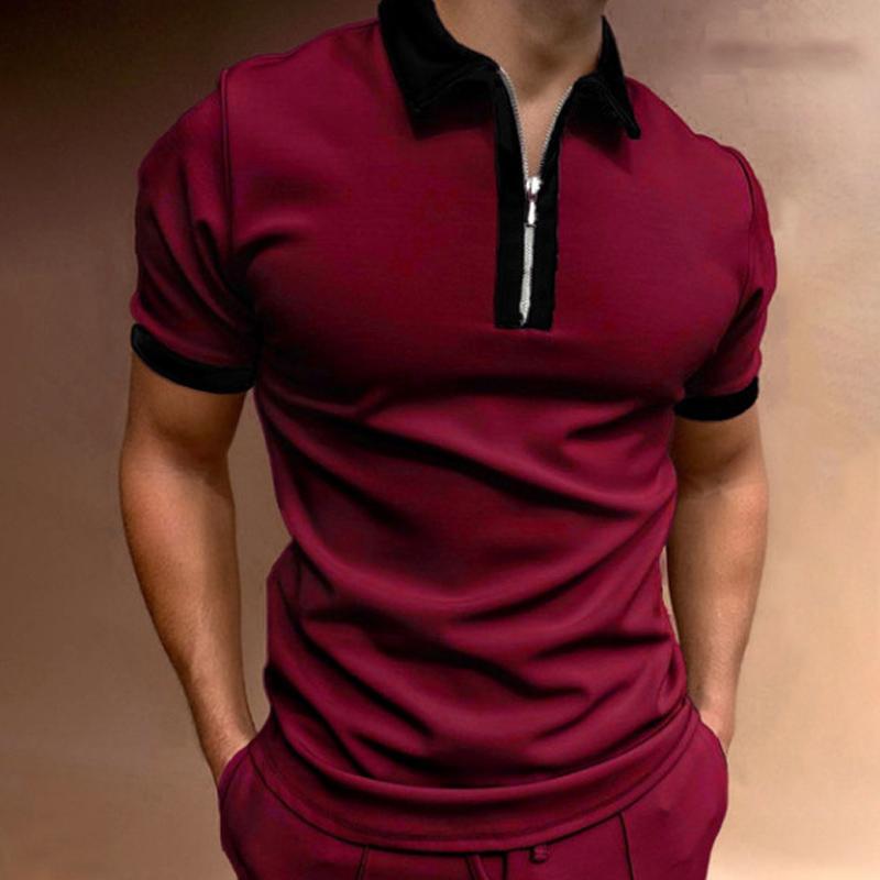 Men's Slim Fit Zip-up Lapel Polo Shirt 74130620U