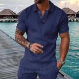 Men's Casual Solid Color Lapel Short Sleeve Polo Shirt 94739982Y