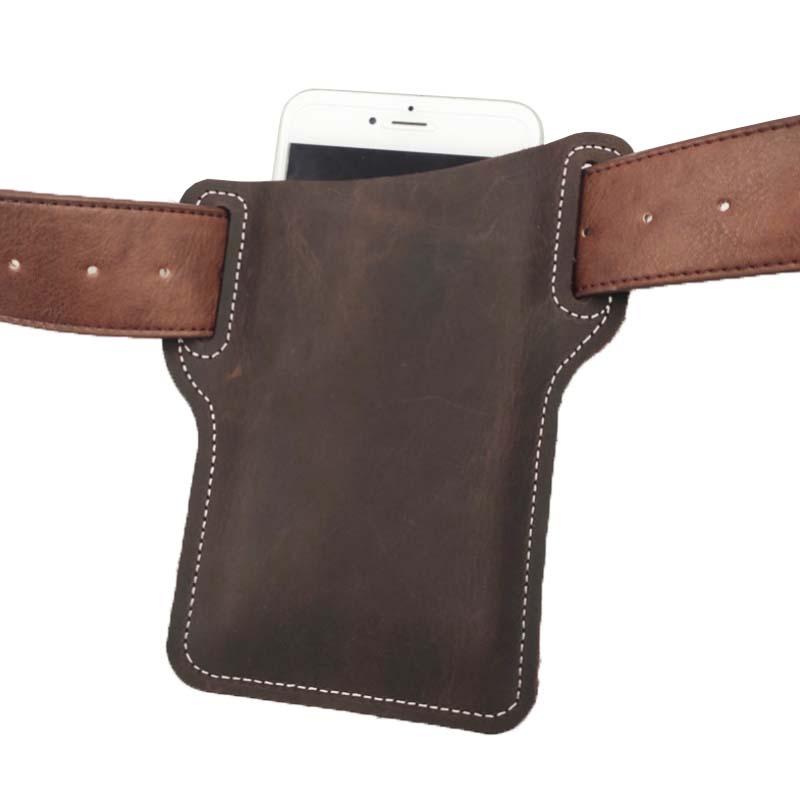 Men's Vintage Outdoor Genuine Leather Mobile Phone Waist Bag  55476577K