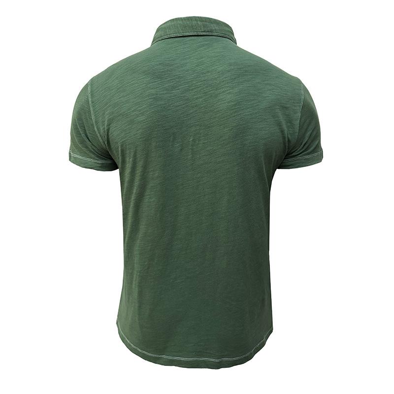 Men's Casual Cotton Contrast Lapel Short Sleeve Polo Shirt 12538166M