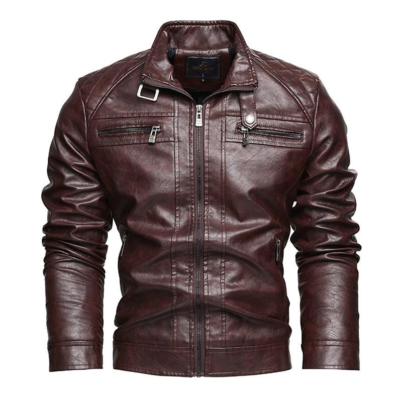 Men's American Retro Leather Motorcycle Jacket 27568455X