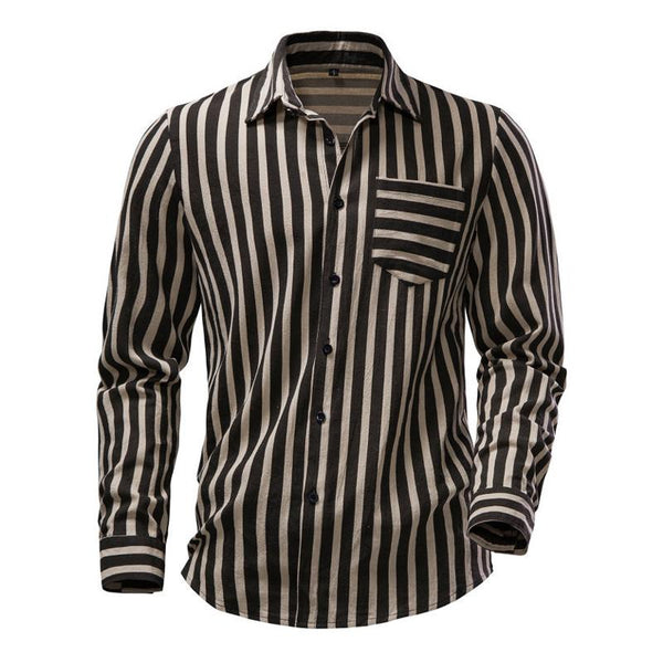Men's Striped Print Casual Long Sleeve Shirt 49018562X