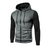 Men's Casual Contrast Patchwork Zipper Long-Sleeve Hooded Sports Jacket 03498138M