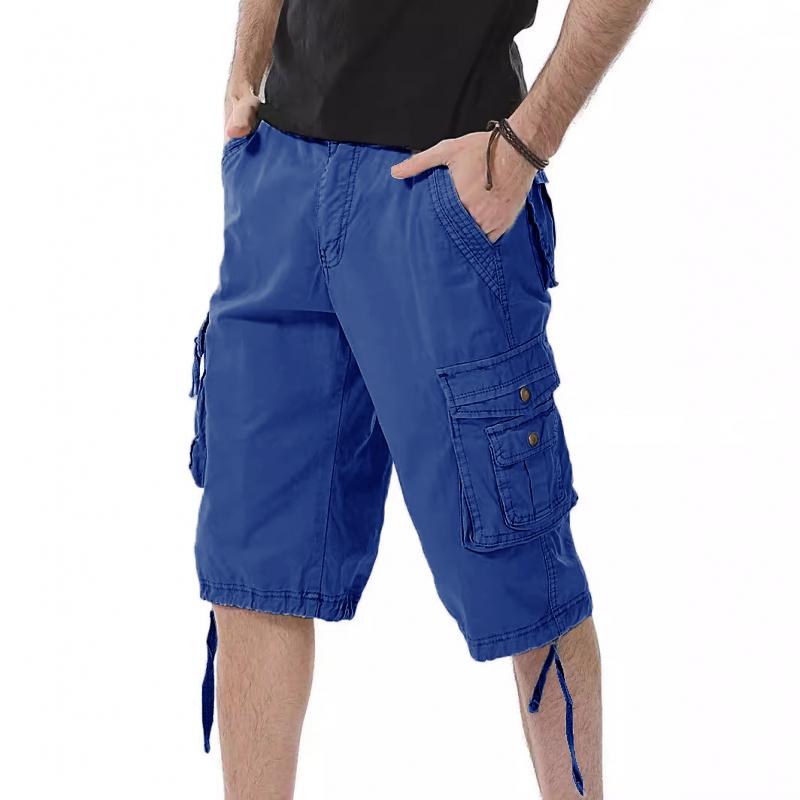 Men's Loose Solid Color Cargo Multi-Pocket Shorts 33026144Y