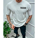 Men's Casual Letter Print Round Neck Short Sleeve T-Shirt 58060818Y