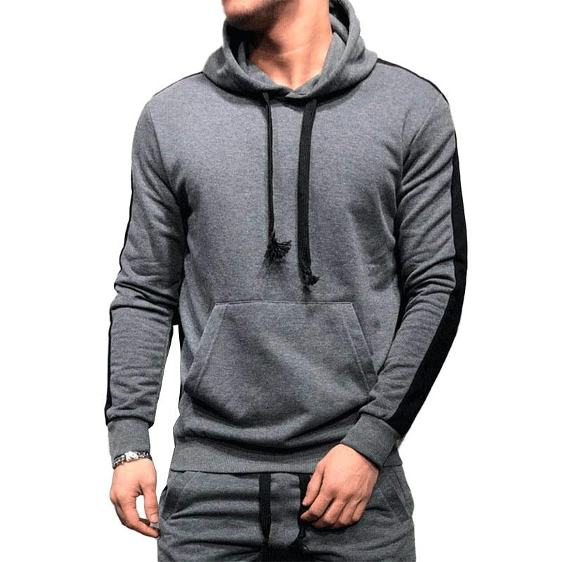 Men's Casual Hooded Color Block Sports Hoodie 86122367M