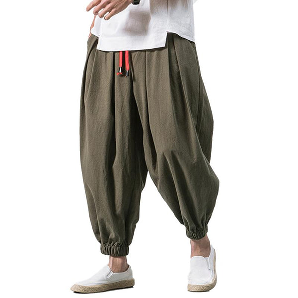 Men's Elastic Loose Cotton and Linen Harem Pants 70666008X