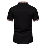 Men's Plaid Color Block Lapel Short Sleeve Shirt 57232624Y