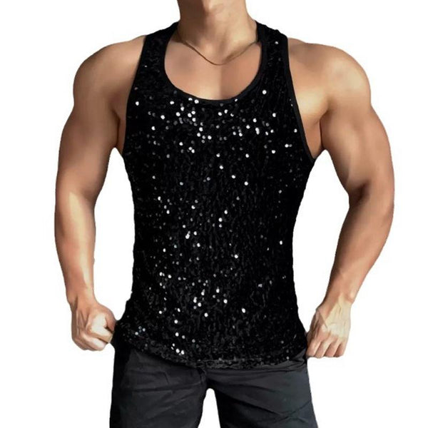 Men's Fashion Sexy Sequined U Neck Tank Top 49503643M