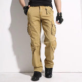 Men's Solid Cotton Multi-pocket Zipper Decor Straight Cargo Pants 54849574Z