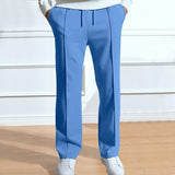 Men's Casual Solid Color Drawstring Straight Pants 13451510Y