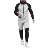 Men's Colorblock Hooded Zipper Jacket Trousers Sports Casual Set 89127555Z