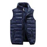 Men's Casual Thickened Warm Stand Collar Zipper Padded Vest 61300729M