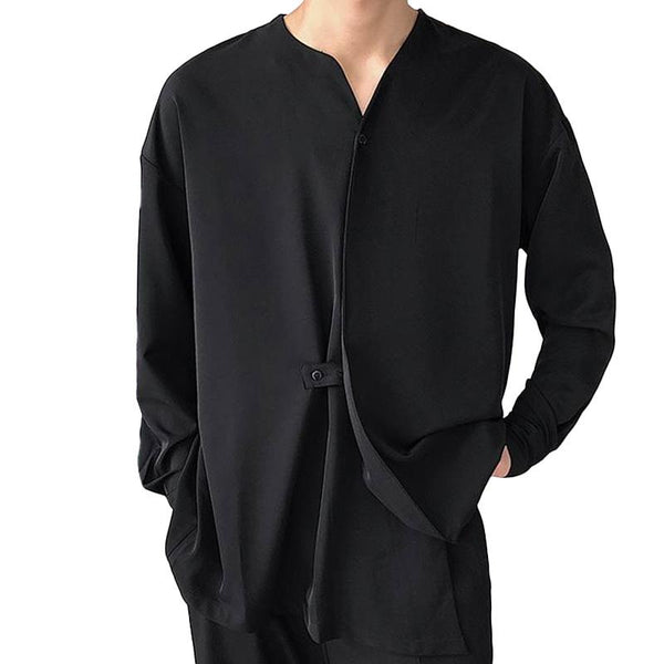 Men's Casual Solid Color Loose Long Sleeve Shirt 38088701M