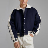 Men's Color Block Lapel Single Breasted Short Casual Jacket 20607681Z
