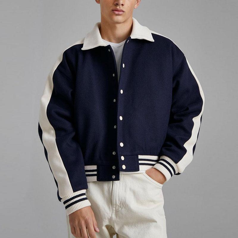 Men's Color Block Lapel Single Breasted Short Casual Jacket 20607681Z