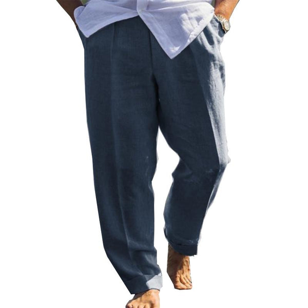 Men's Linen Slant Pocket Solid Color Loose Casual Outdoor Pants 51822499X