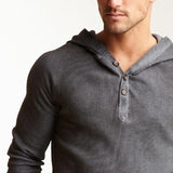 Men's Grey Three-Button Knit Hoodie 31617272U