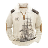 Men's Casual Sailing Printed Half-Zip Sweatshirt 23172771Y