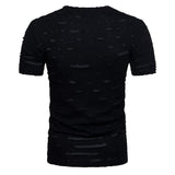 Men's Ripped V-neck Short-sleeved T-shirt 80422971X