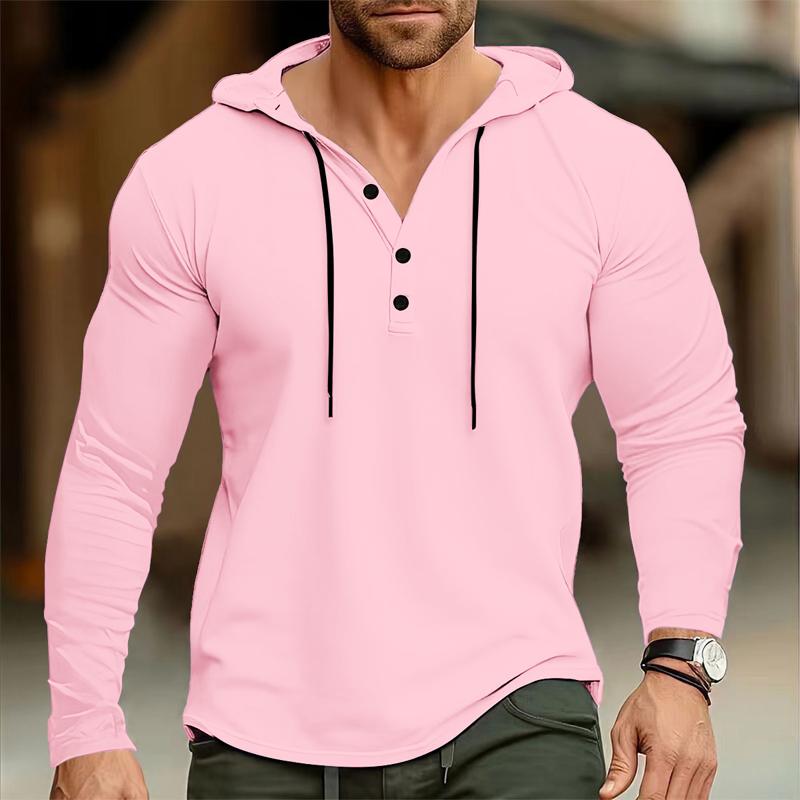 Men's Casual Solid Color Loose Long Sleeve Hoodie 50305630X