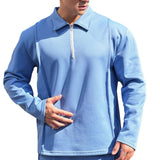 Men's Long Sleeve Zip Sports Solid Color POLO Shirt 09377905X