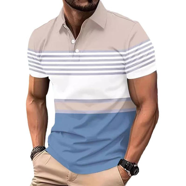 Men's Casual Striped Lapel POLO Shirt 48414147X