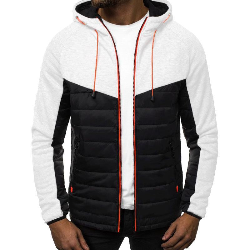 Men's Casual Colorblock Quilted Hooded Jacket 66132581Y
