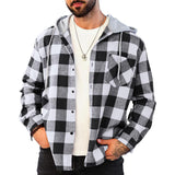 Men's Casual Plaid Long Sleeve Hoodie Jacket 91542016X