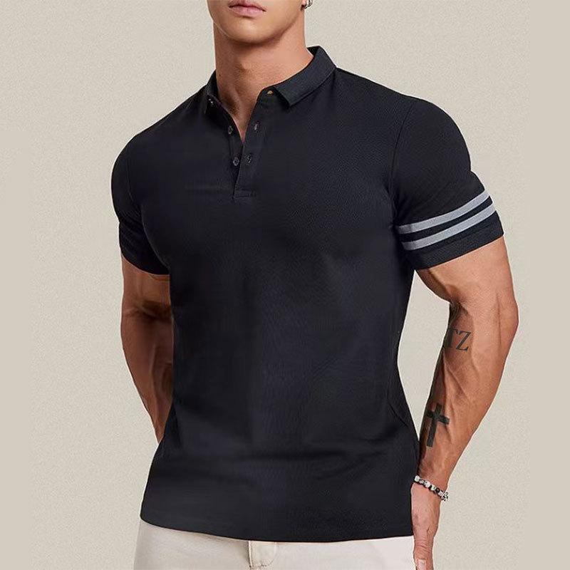 Men's Casual Solid Color Breathable Short-Sleeved Polo Shirt 33250139Y