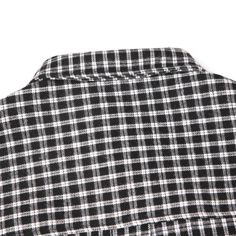 Men's Vintage Loose Check Lapel Long Sleeve Shirt 33251110Y