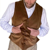 Men's Vintage V-neck Corduroy Vest 23465780X