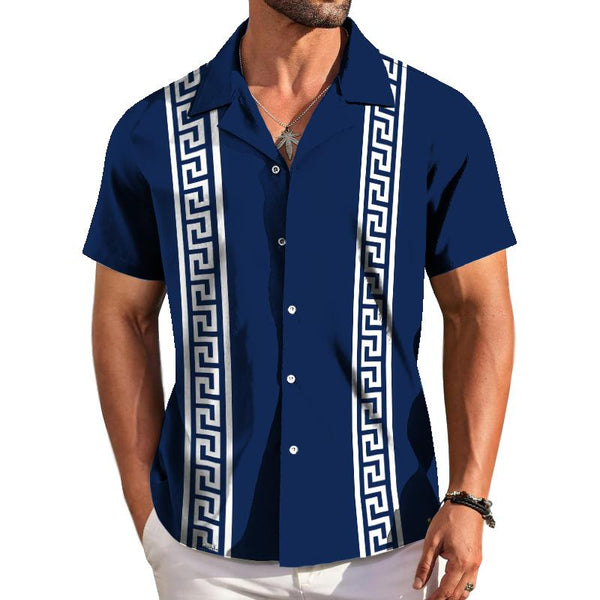Men's Retro Simple Back Pattern Short-sleeved Shirt 34775430TO