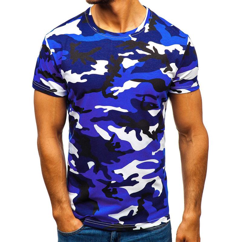 Men's Printed Camouflage Round Neck Short Sleeve T-Shirt 55231359X