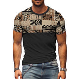 Men's Retro Ethnic Color-blocked Short-sleeved T-shirt 15268816TO