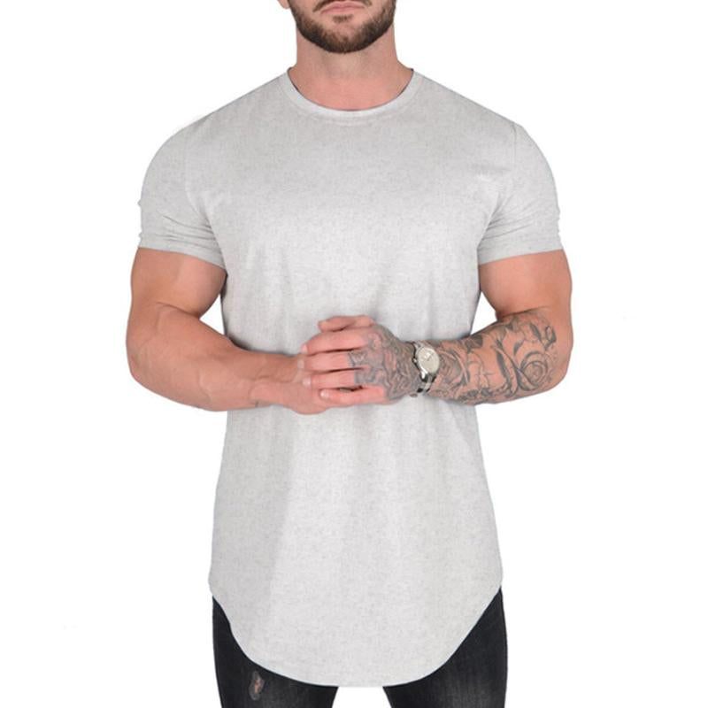 Camiseta de manga corta con cuello redondo y holgado de color liso para hombre 45316034X