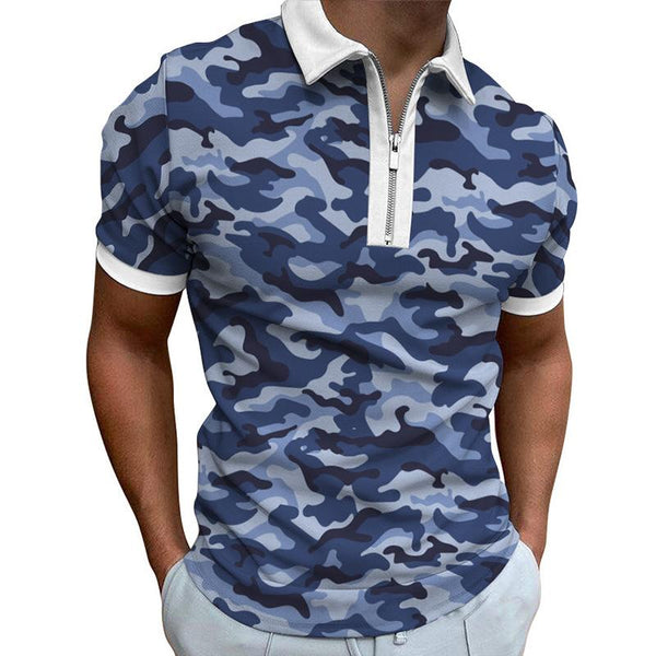 Men's Casual Camouflage Zipper Polo Shirt 42551286TO