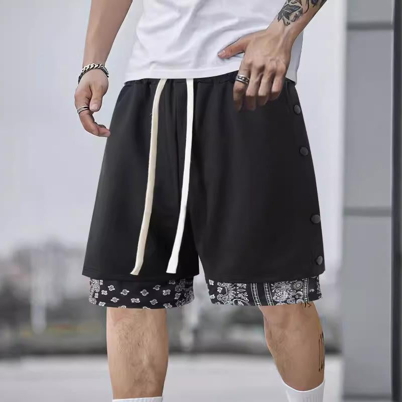 Men's Patchwork Drawstring Double Breasted Shorts 04844771X