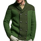 Men's Colorblock Lapel Long Sleeve Double Breasted Knit Cardigan 45570374Z