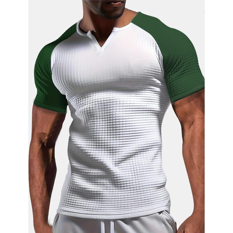 Men's Raglan Sleeve Color Block Waffle Athletic Short Sleeve T-Shirt 23569281Y