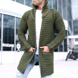Men's Solid Stand Collar Mid-length Knit Cardigan 90370724Z