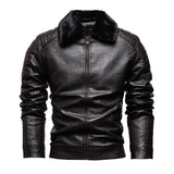 Men's Motorcycle Lapel Velvet Leather Jacket 06861348X