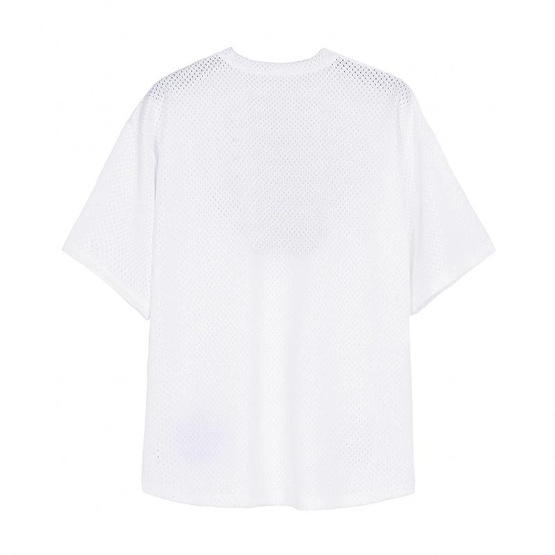 Herren T-Shirt mit Rundhalsausschnitt und lockerem Schnitt, kurzärmlig, einfarbig, Netzstoff 07588166Z