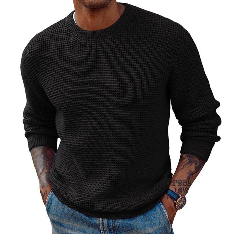 Men's Solid Color Round Neck Pullover Knitted Sweater 54564664X