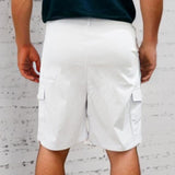 Men's Solid Color Multi-Pocket Cargo Shorts 41293922Y