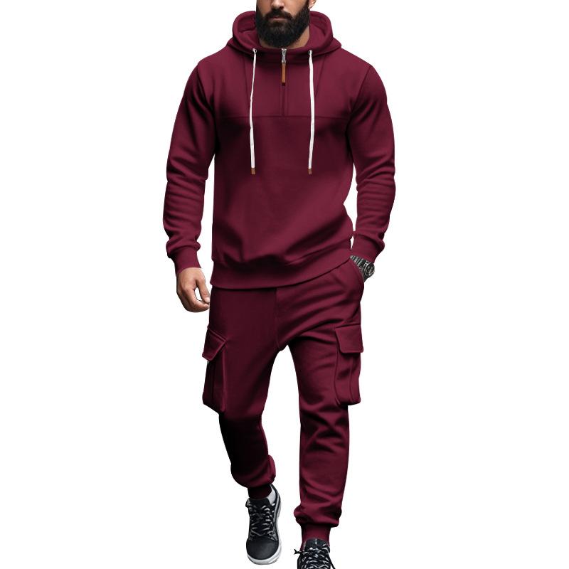 Men's Loose Sports Hooded Sweatshirt and Pants Set 40057919Y