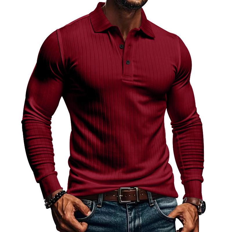 Men's Casual Elastic Long Sleeve POLO Shirt 38636391X