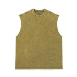 Men's Solid Loose Washed Distressed Sleeveless Tank Top 40460821Z